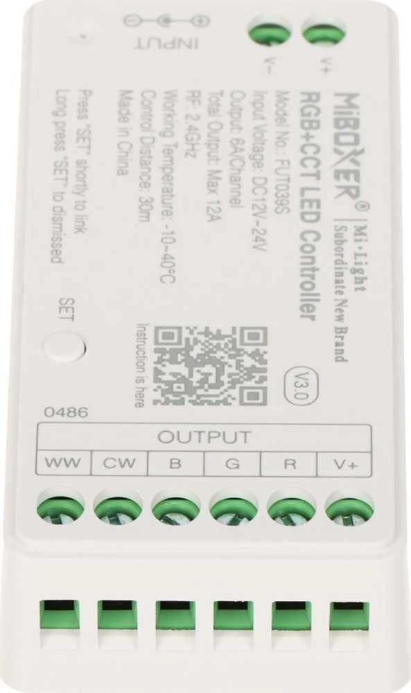 STEROWNIK OŚWIETLENIA LED FUT039S 2.4 GHz, RGBCCT (RGBWW) 12 ... 24 V DC MiBOXER / Mi-Light