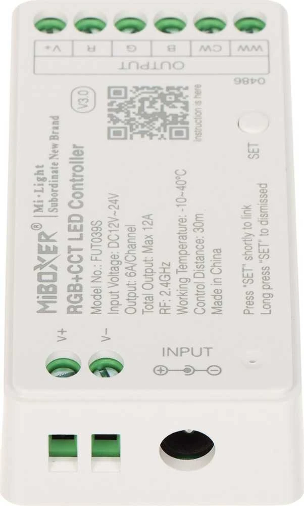 STEROWNIK OŚWIETLENIA LED FUT039S 2.4 GHz, RGBCCT (RGBWW) 12 ... 24 V DC MiBOXER / Mi-Light