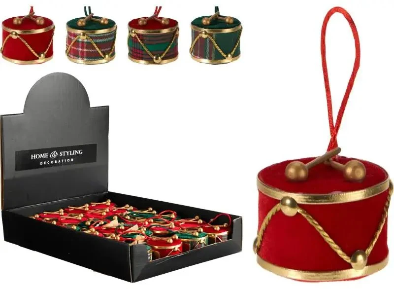 Mica Decorations Christmas Tree toy Drum. various colours. 6 cm