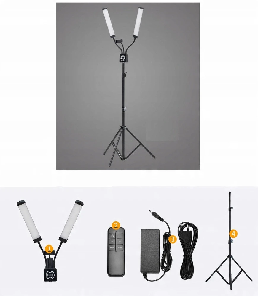 MichaelMarinelli dviguba lanksti LED kosmetikos ir fotografavimo vaizdo įrašų lempa 40 W + pultelis / M46 / Juoda