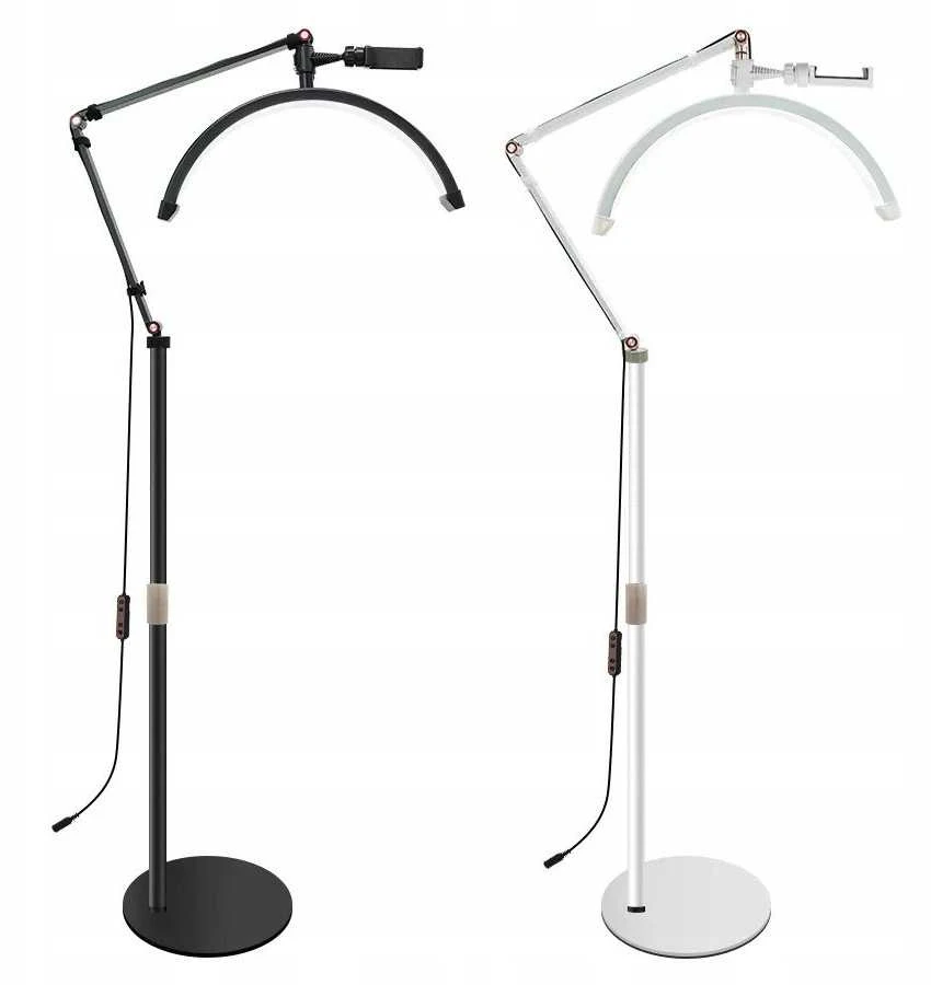 MichaelMarinelli LED kosmetologinė bešešėlė aukšta MOON lempa makiažui, nagams, blakstienoms 24 W / Gx490 / Balta