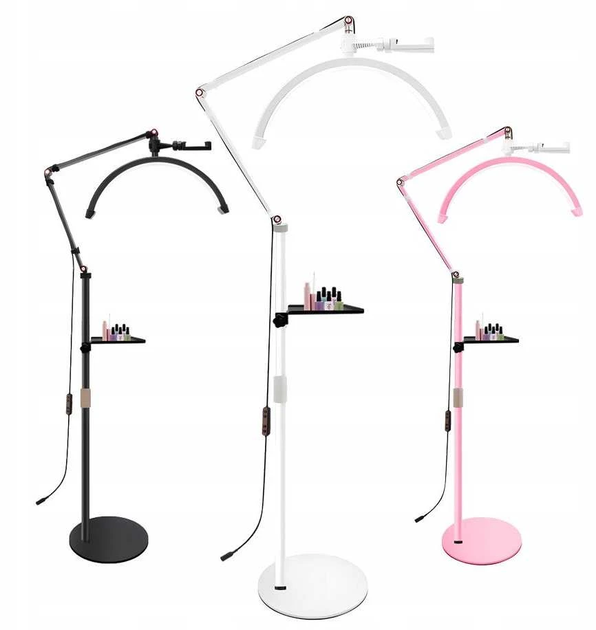 MichaelMarinelli LED kosmetologinė bešešėlė aukšta MOON lempa makiažui, nagams, blakstienoms 24 W / Gx490 / Balta