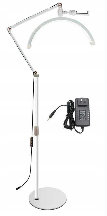 MichaelMarinelli LED kosmetologinė bešešėlė aukšta MOON lempa makiažui, nagams, blakstienoms 24 W / Gx490 / Balta