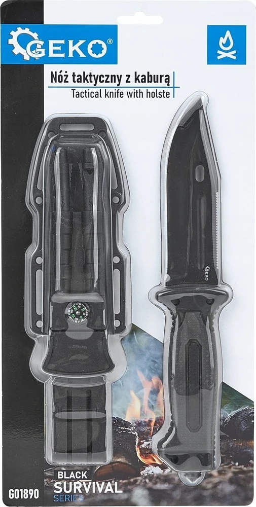 Michelin Taktinis peilis 275/135mm su dėklu Juodas SURVIVAL SERIES (6/24)
