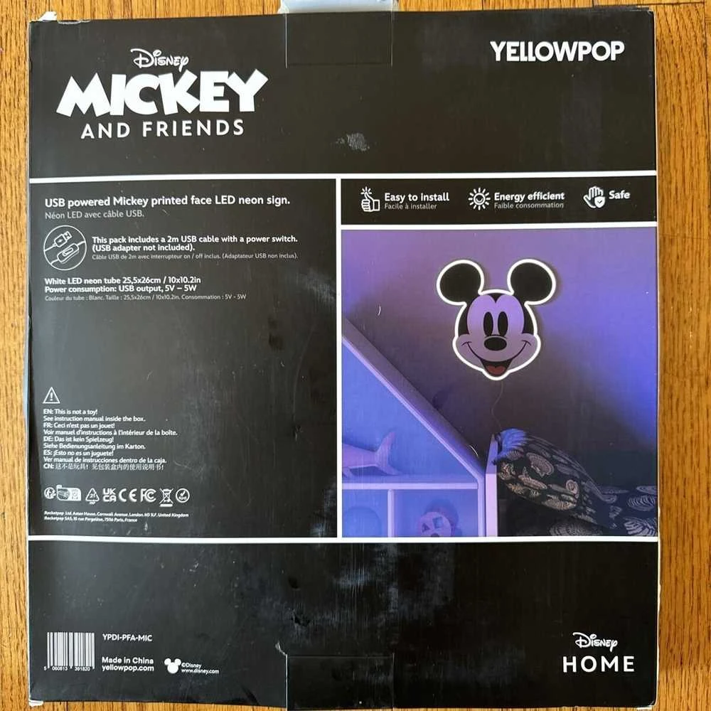 Yellowpop Neoninis geltonasis „Disney“ Mikio atspausdintas veidas