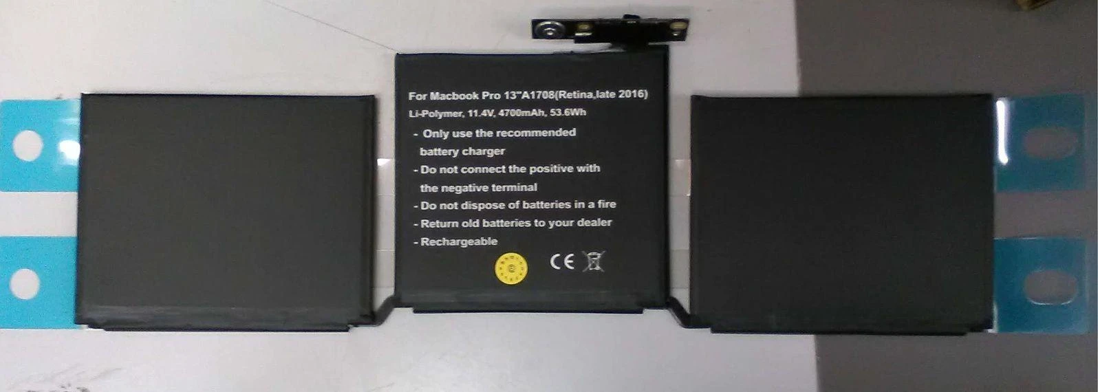 Coreparts „Macbook Pro 13“ 6 celių ličio polimerų 11,1 V 4,7 Ah baterija (MBXAP-BA0033)
