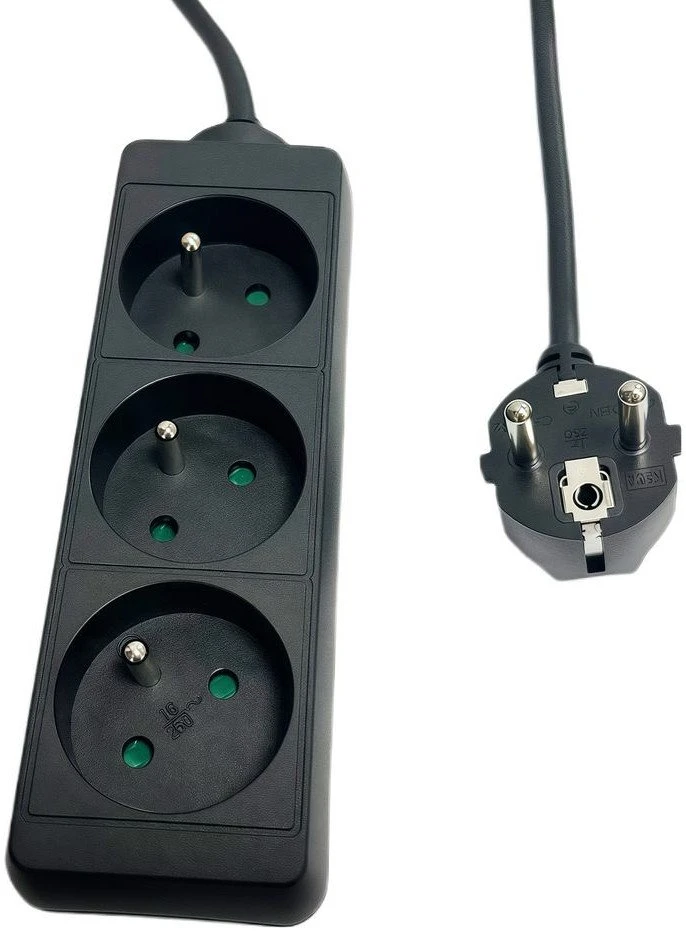 Listwa zasilająca MicroConnect Typ francuski 3 gniazda 1.5 m Juodas