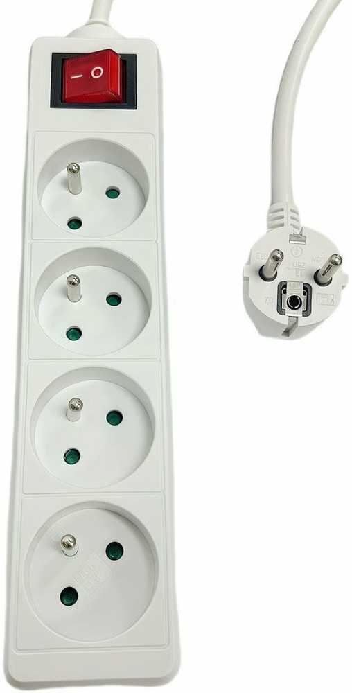 „MicroConnect MC-PSOO040150FRW“ ilgintuvas su jungikliu, 4 lizdai, 1,5 m Baltas