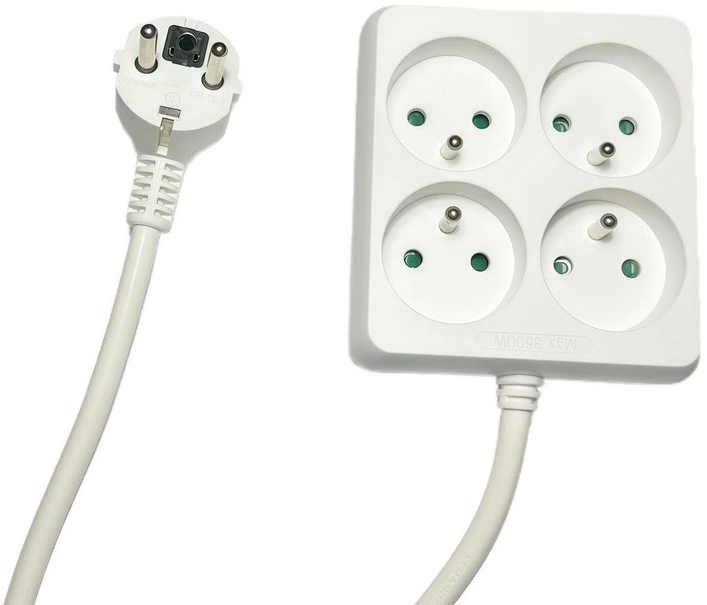 Listwa zasilająca MicroConnect MC-PSSQUARE040150FRW Rozgałęziacz 4 gniazda 1,5m Baltas