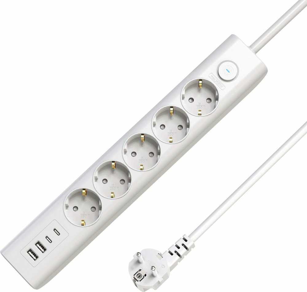 „MicroConnect“ maitinimo blokas USB „Schuko“ maitinimo blokas 5 lizdai 1,5 m Baltas (MC-GRU00515WS-USB)