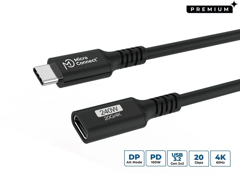 MicroConnect Aukščiausios kokybės USB-C laido ilgintuvas