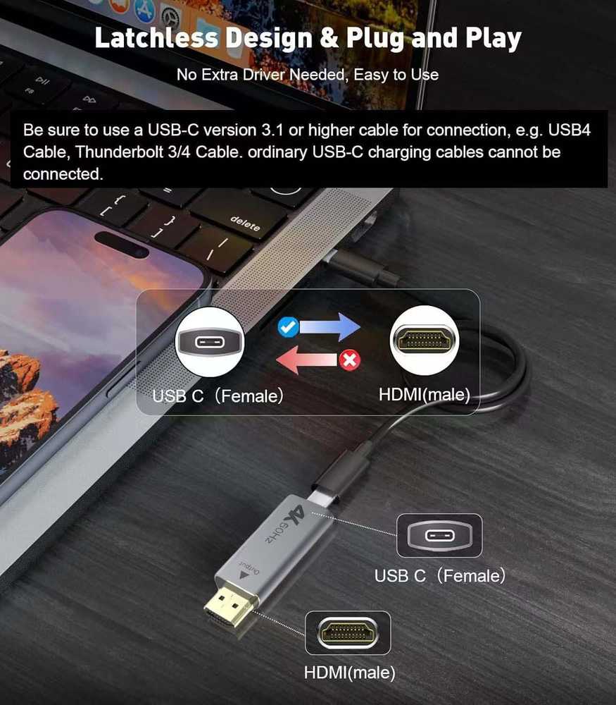 MicroConnect HDMI–USB-C adapteris 4K