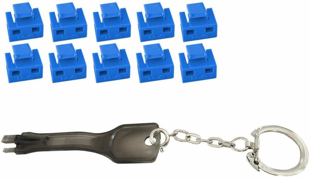 MicroConnect Microconnect MC-RJ45PORTBLOCK-B RJ-45 prievado užrakinimo raktas Juoda, Mėlyna 10 vnt.