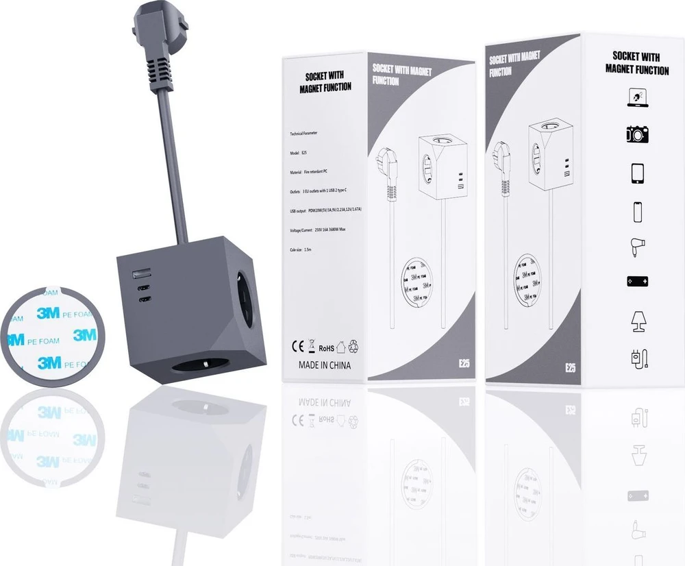 MicroConnect Power Cube, 3 Schuko outlets
