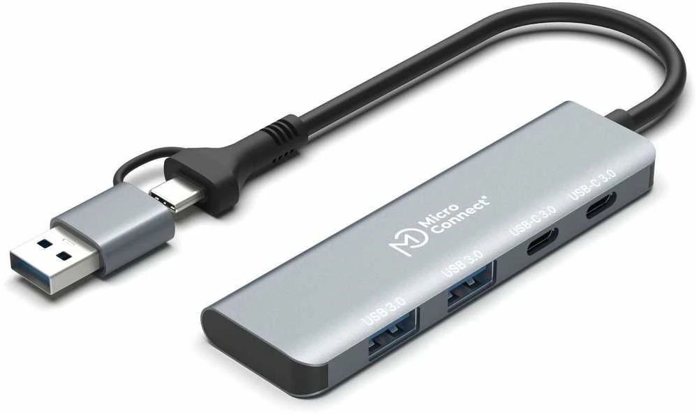 MicroConnect 4w1 šakotuvas su USB-A ir USB-C jungtimis