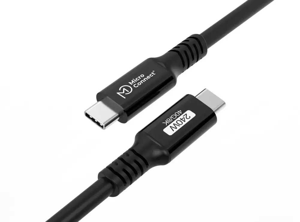 Kabelis USB MicroConnect USB-C - USB-C 0.25 m Juodas (USB4CC025-240W)