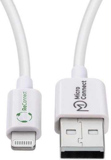 USB laidas MicroConnect USB-A - Lightning 1 m Baltas (ECO-LIGHTNING1)