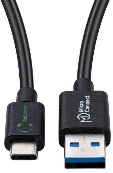 Kabelis USB MicroConnect USB-A - USB-C 2 m Juodas (ReConnect USB-C to USB-A 3.2)