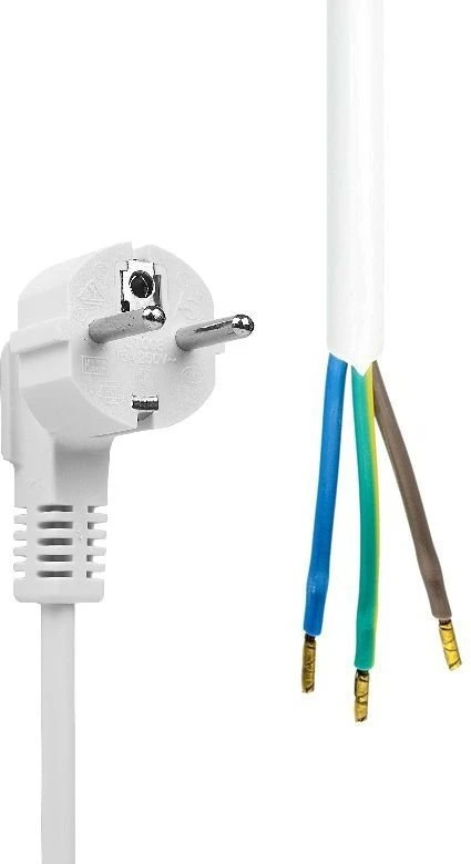 MicroConnect „Schuko“ maitinimo kabelis su atviru galu, 5 m, baltas