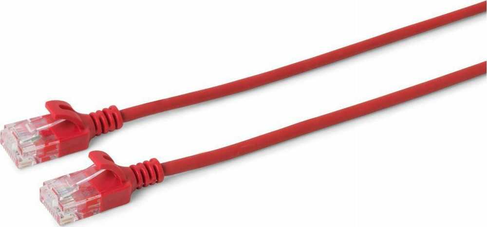MicroConnect U/UTP CAT6A Slim 0.25M Raudona