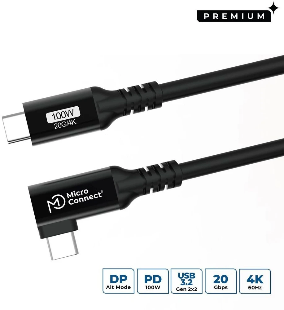 Kabelis USB MicroConnect USB-C - USB-C 0,15 m Juodas (USB-C į USB-C aukščiausios kokybės kabelis)