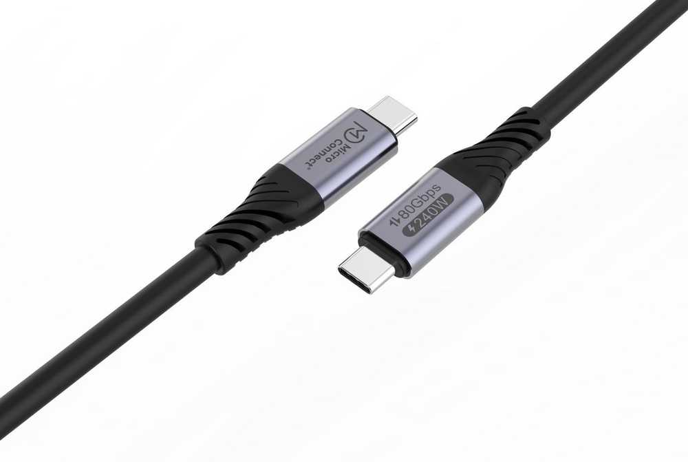 Kabelis USB MicroConnect USB-C - USB-C 1 m Juodas (USB4CC1-240W-80GBPS)
