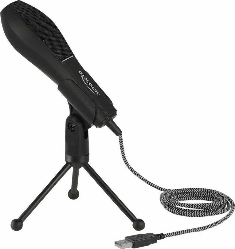 Delock USB Kondensator Mikrofonas mit Tischstnder - ideal fr Gaming, Skypen und Gesang