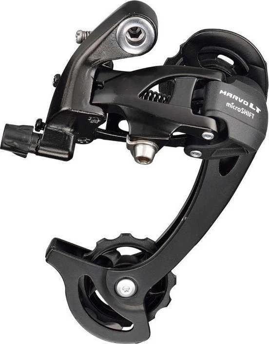 Microshift galinis pavarų perjungiklis MICROSHIFT MARVO, 9 greičių (2/3x9), suderinamas su Shimano, ilgas narvas, maks. Režimas 28-36T, talpa 45T (NAUJA)