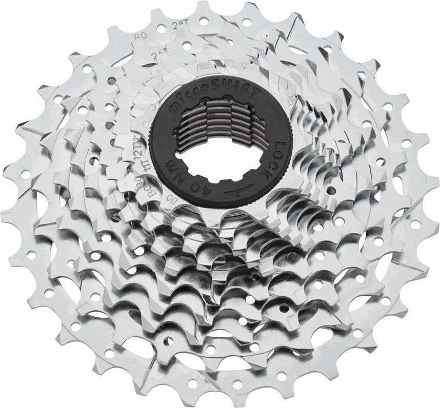 Microshift kasetė MICROSHIFT R10 10 greičių, plienas, suderinamas su Shimano, 11-12-13-14-15-17-19-21-23-25, chromas (NAUJAS)