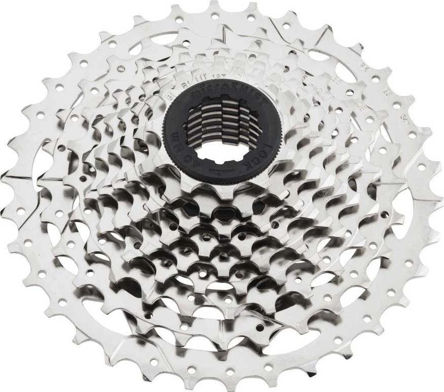 „Microshift“ kasetė „MICROSHIFT MARVO“, 9 greičiai, plienas, suderinamas su „Shimano“, 11-13-15-18-21-24-28-32-36, nikelis, (NAUJA)