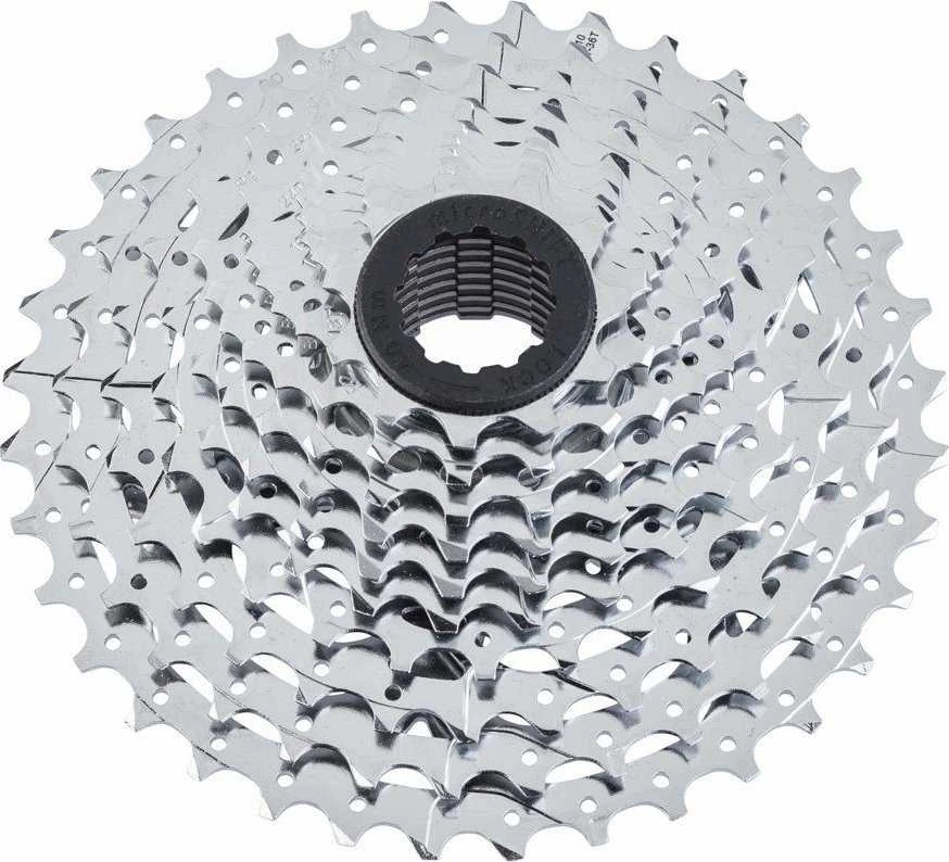 Microshift kasetė MICROSHIFT R10/XLE 10 greičių, plienas, suderinamas su Shimano, 11-12-13-15-17-19-21-24-28-34, chromas (NAUJAS)