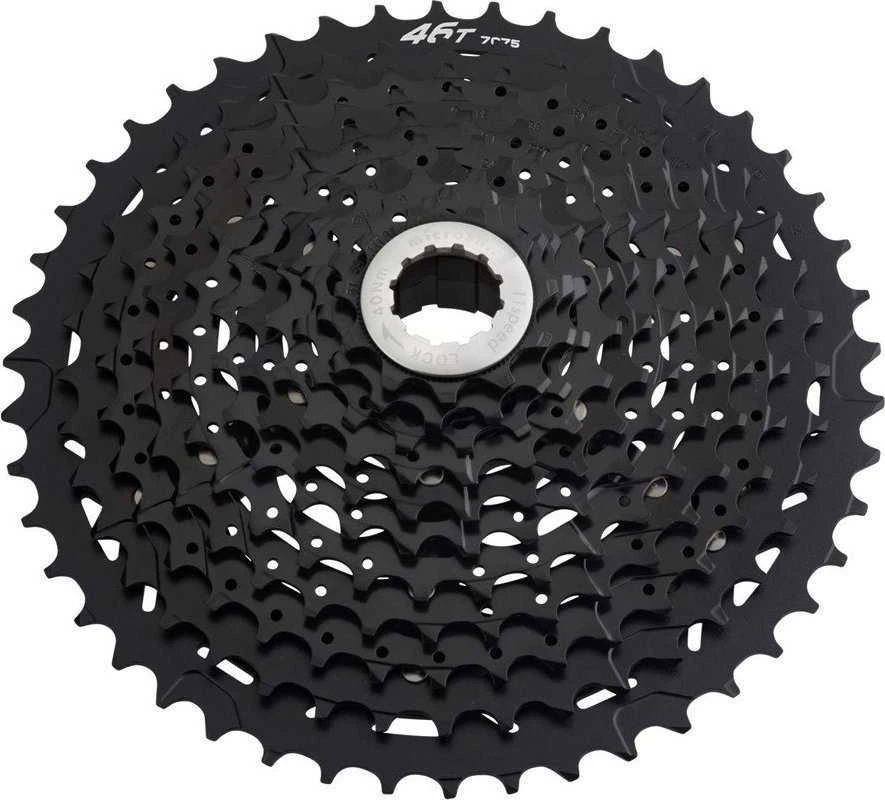 Microshift kasetė MICROSHIFT XCD 11 greičių, plieno iki 36T aliuminio 40-46T, Shimano suderinamas, 11-13-15-18-21-24-28-32-36-40(Al.)-46(Al.), juodas, Spider (Al.) kalnas (NAUJAS)