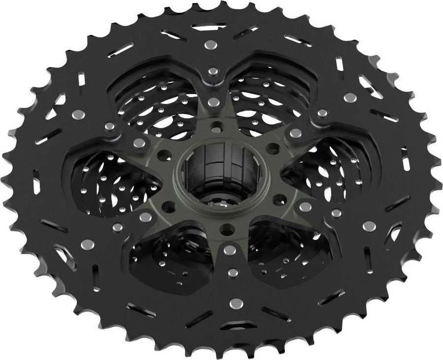 Microshift kasetė MICROSHIFT XCD 11 greičių, plieno iki 36T aliuminio 40-46T, Shimano suderinamas, 11-13-15-18-21-24-28-32-36-40(Al.)-46(Al.), juodas, Spider (Al.) kalnas (NAUJAS)