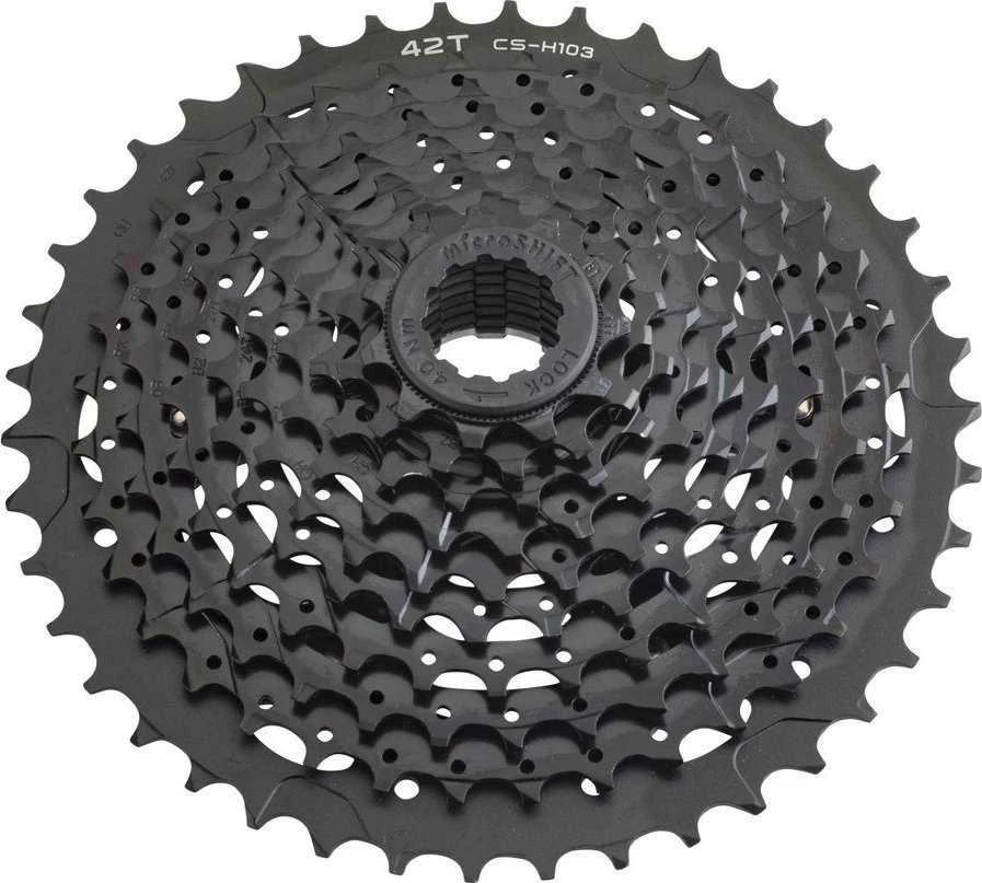 Microshift MICROSHIFT XLE 10 greičių kasetė, plieninė, suderinama su Shimano, 11-13-15-18-21-24-28-32-36-40, juoda (NAUJA)