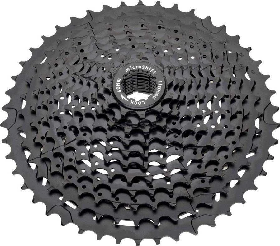 Microshift kasetė MICROSHIFT XLE 11 greičių, plieno iki 36T aliuminio 42T, Shimano suderinama, 11-13-15-17-19-21-24-28-32-36-42 (Al.), juoda (NAUJA)