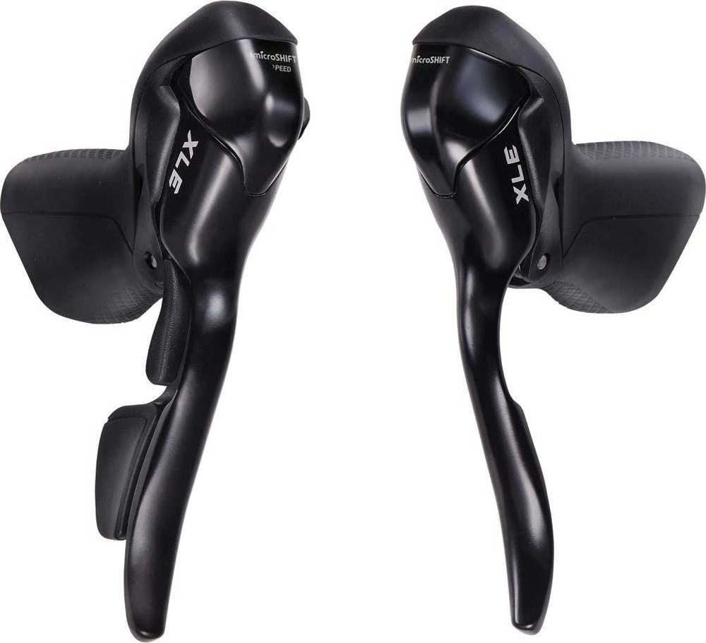 Microshift MICROSHIFT XLE svirtys, pora, 10 greičių, suderinamas su Shimano, dvigubas valdymas, kairioji svirtis tik su stabdžių svirtimi, juoda (NAUJA)