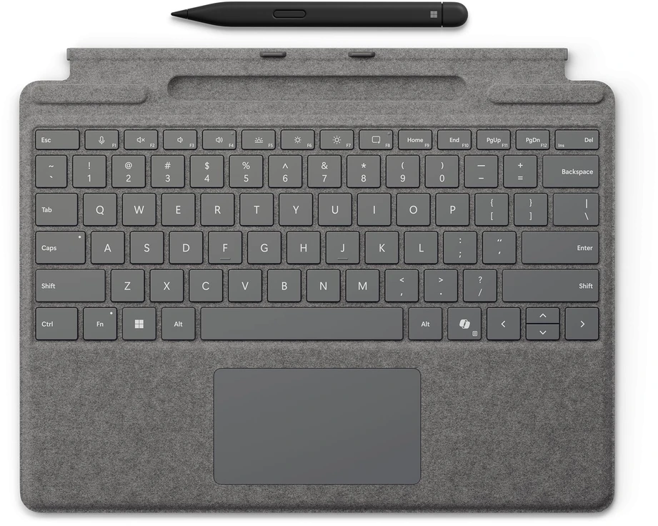 Microsoft Surface Pro 8/9/X 13" dėklas su klaviatūra ir rašikliu, Šiaurės šalių išdėstymas, platinos spalvos