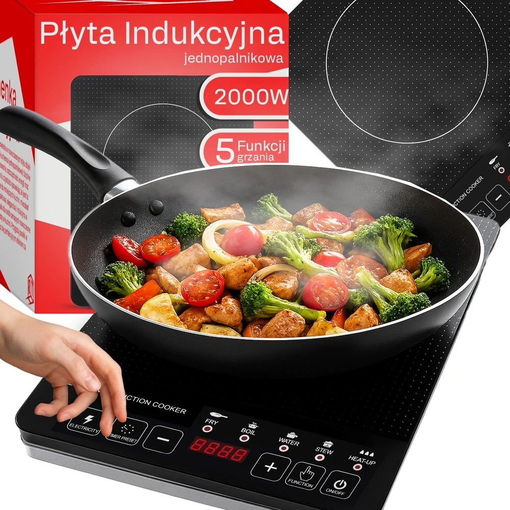 Mikrobangų krosnelė ACV Płyta Indukcinė kaitlentė, vienas degiklis, elektrinė mobili 2000 W viryklė, 5 funkcijos o210-1