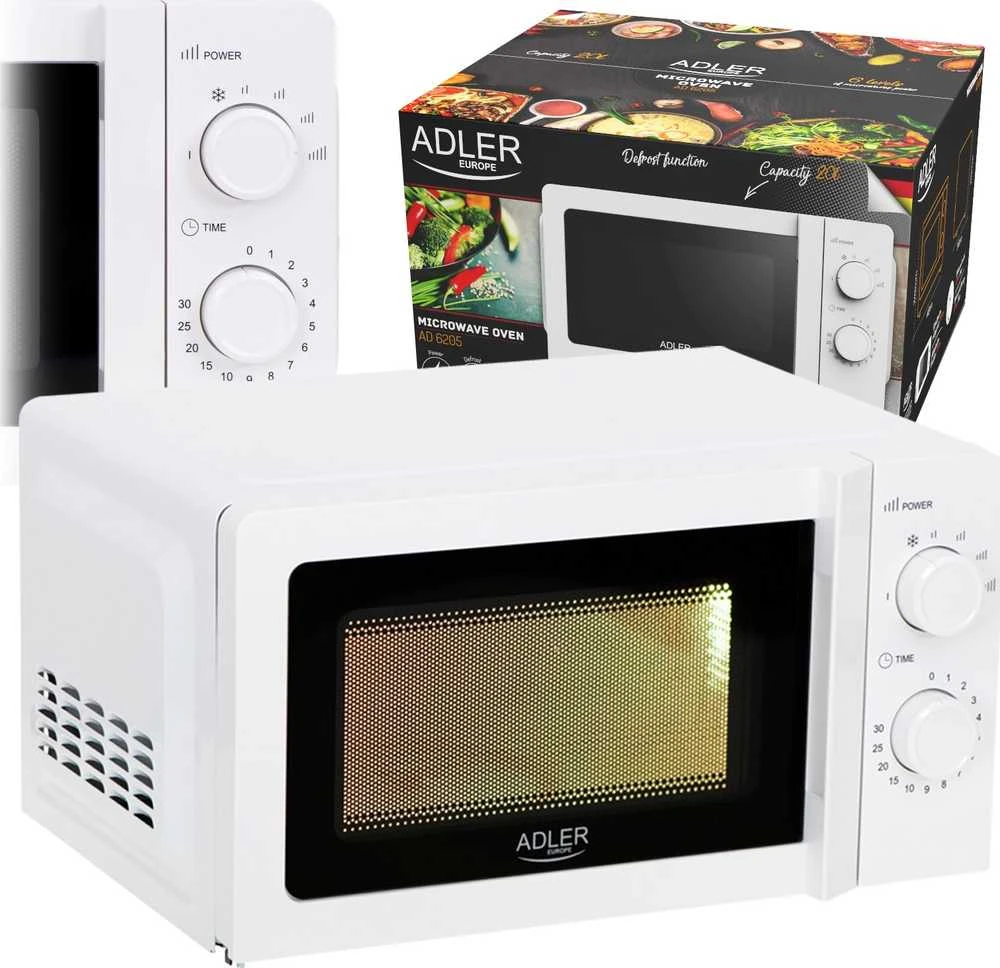Adler | Mikrobangų krosnelė | AD 6205 | Laisvai stovintis | 700 W | Baltas