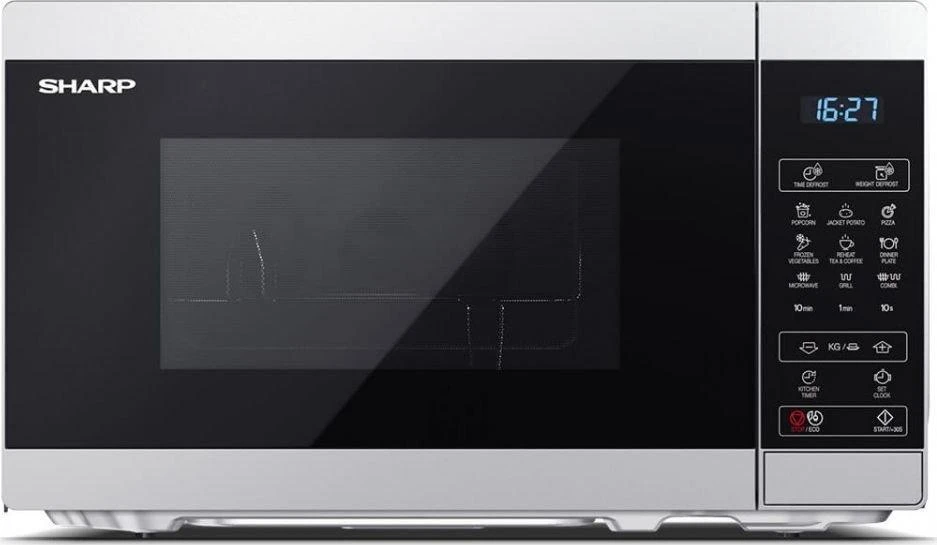 Sharp YC-MG02E-W mikrobangų krosnelė Stalviršis 20 L 800 W Mėlyna, Baltas