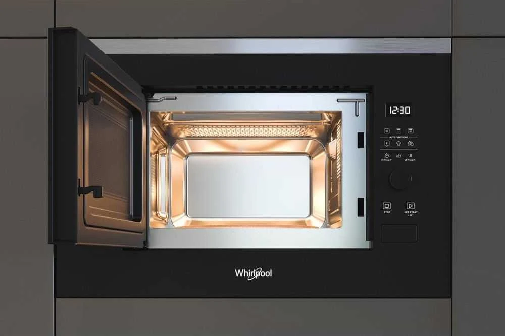 Whirlpool WMF201G mikrobangų krosnelė Įmontuoti Mikrobangų krosnelė su kepsninės funkcija 20 L 800 W Juoda, Nerūdijančiojo plieno