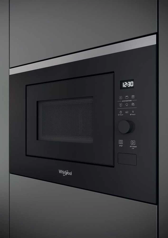 Whirlpool WMF201G mikrobangų krosnelė Įmontuoti Mikrobangų krosnelė su kepsninės funkcija 20 L 800 W Juoda, Nerūdijančiojo plieno