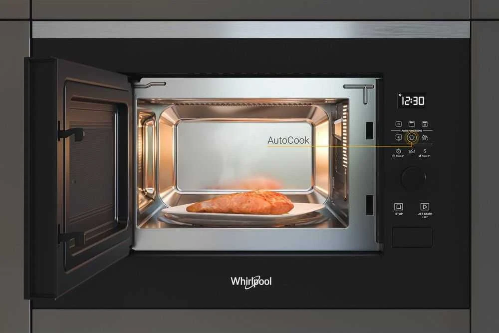 Whirlpool WMF201G mikrobangų krosnelė Įmontuoti Mikrobangų krosnelė su kepsninės funkcija 20 L 800 W Juoda, Nerūdijančiojo plieno