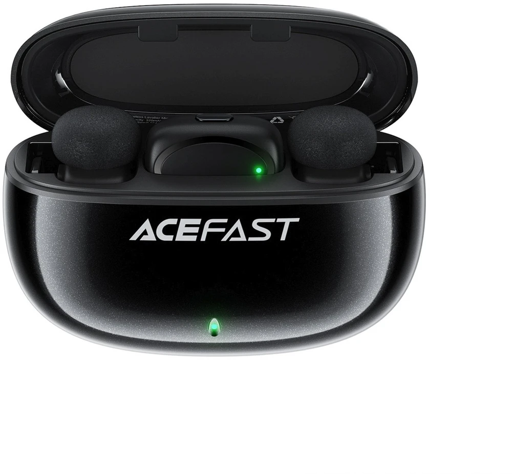Acefast R2 belaidžiai prisegami mikrofonai – juodi