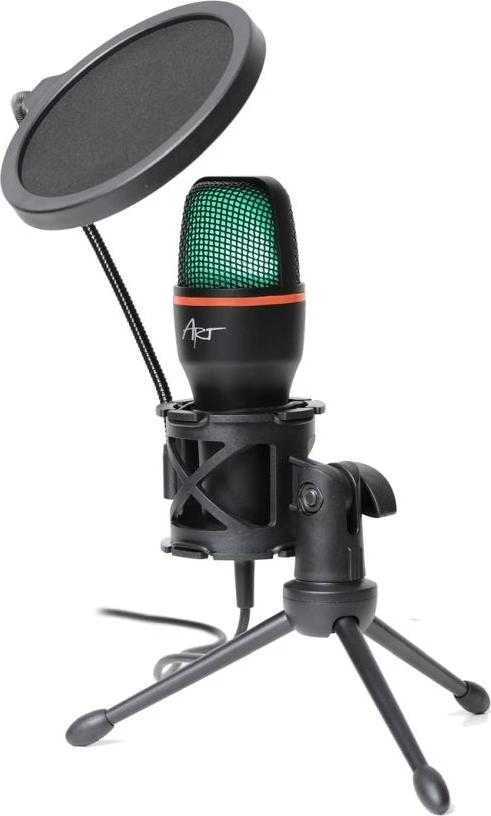 ART talpinis stovimas mikrofonas su membrana AC-02 trikojo USB LED