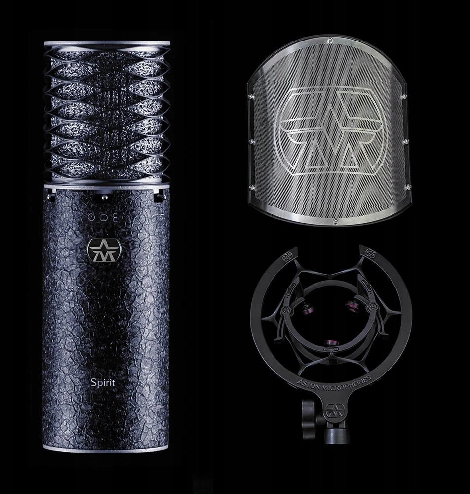 Secubac Iv Aston Microphones Spirit Juodas Bundle Mikrofonas pojemnościowy + pop filtras
