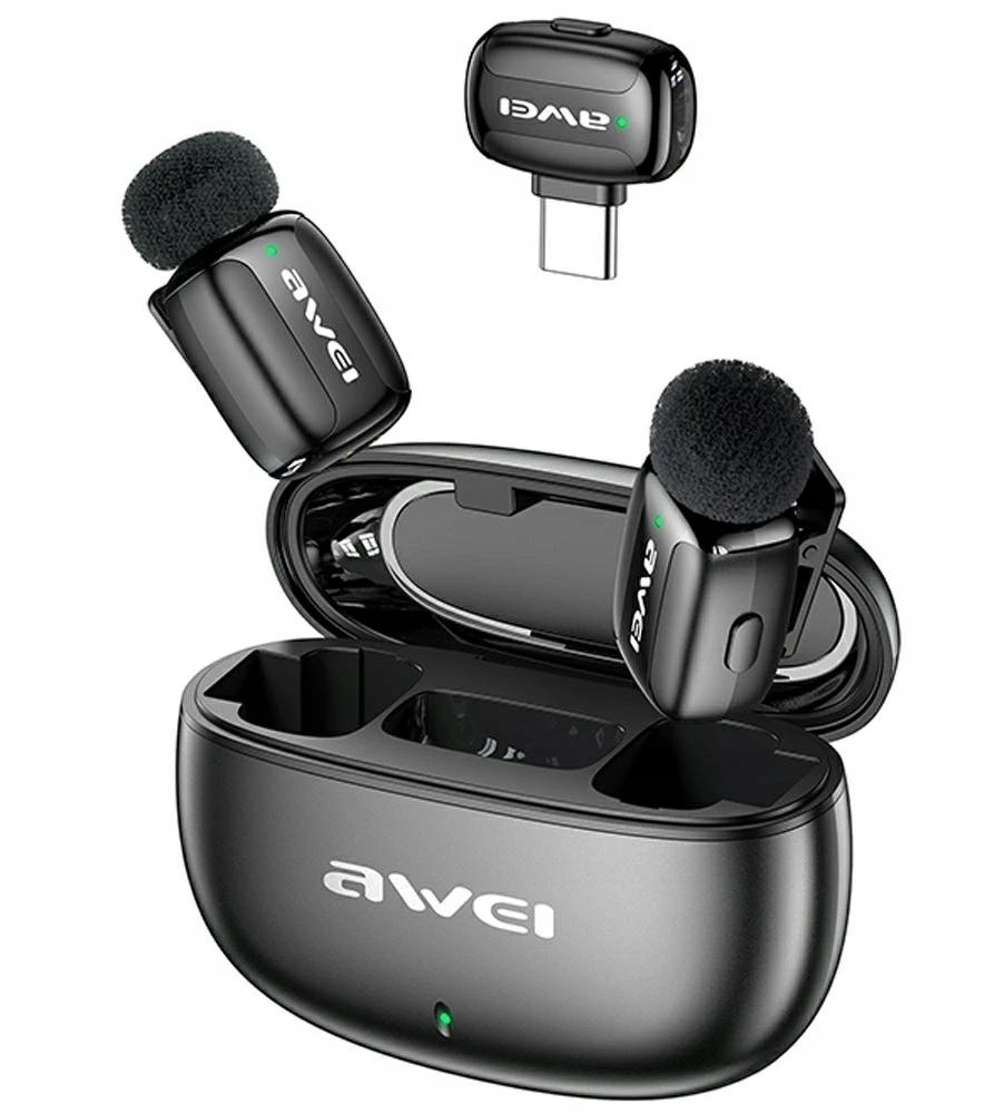 Belaidis mikrofonas AWEI MK5 Duo Ai-Voice juodos spalvos