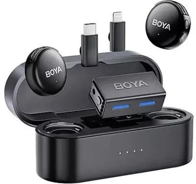 BOYA BOYALINK 3-02 belaidžiai mikrofonai 2.4GHz USB-C - Juodas