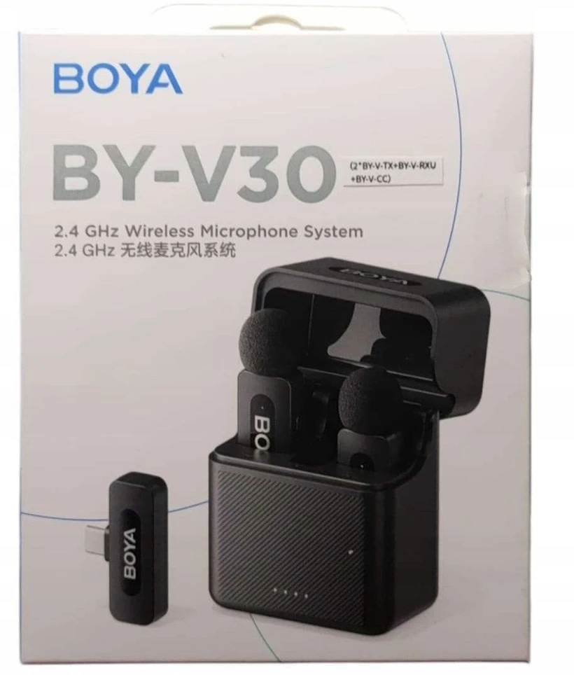 BOYA belaidis mikrofonas BY-V30 2.4GHz su 2 siųstuvais ir 1 imtuvu (C tipo) Juodas EU