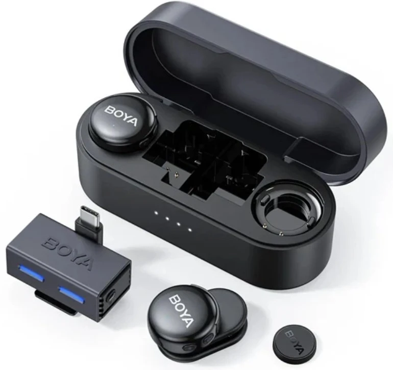 BOYA BOYALINK 3-02 belaidžiai mikrofonai 2.4GHz USB-C - Juodas